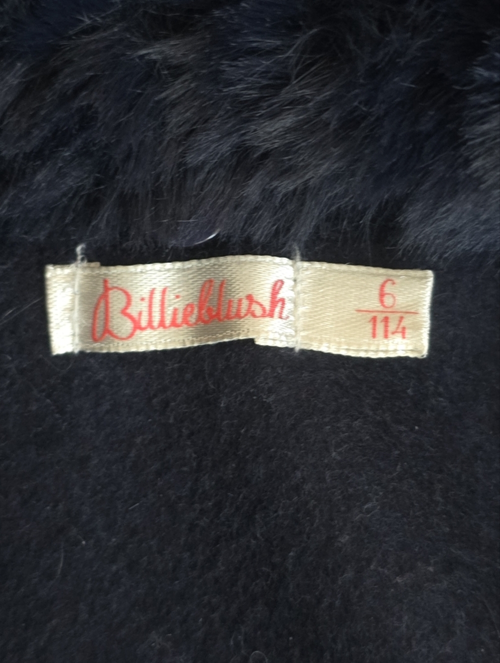 Billieblush Blue Wool Blend Coat Faux Fur Collar Sequin Unicorn Girls Sz 6 - Picture 3 of 6